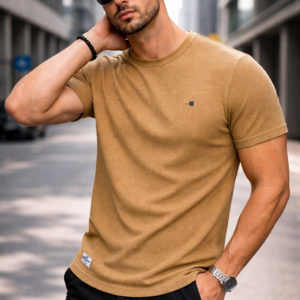 arospar textured mustard premium t shirt – defined by quality