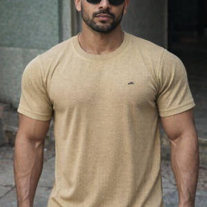 arospar premium micro texture beige t shirt
