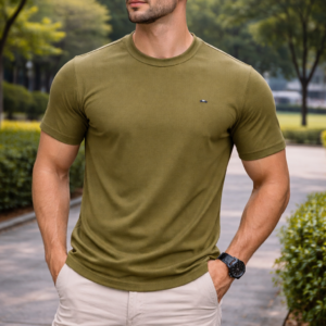 arospar premium waffle texture olive green t shirt
