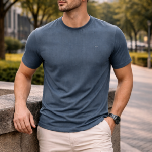arospar premium textured steel blue t shirt